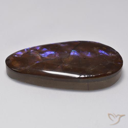 Ammolita multicolor natural de 20,69 ct, en forma de pera, opaco