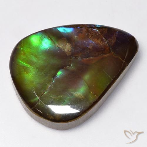 amolita Multicolor natural de 16.73 ct, En forma de pera, Opaco