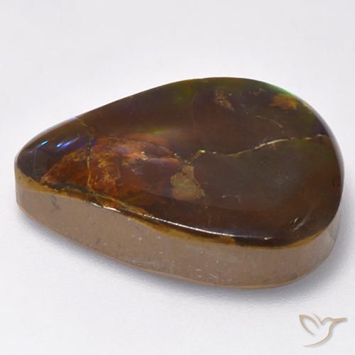 amolita Multicolor natural de 16.73 ct, En forma de pera, Opaco
