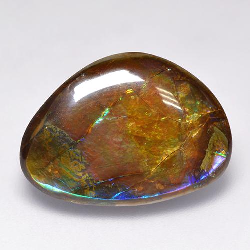 Ammolita multicolor natural de 14,52 ct, forma elegante, opaco