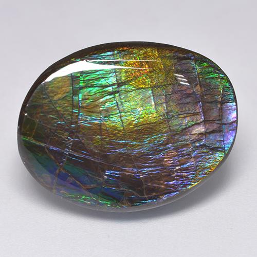 Ammolita multicolor natural de 19,39 ct, forma elegante, opaco