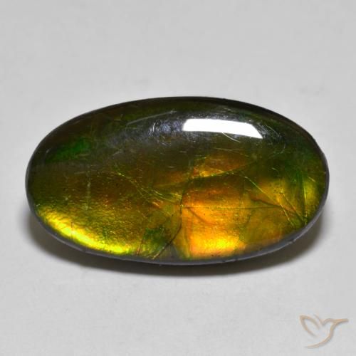 amolita Multicolor natural de 10.40 ct, Ovalada, Opaco