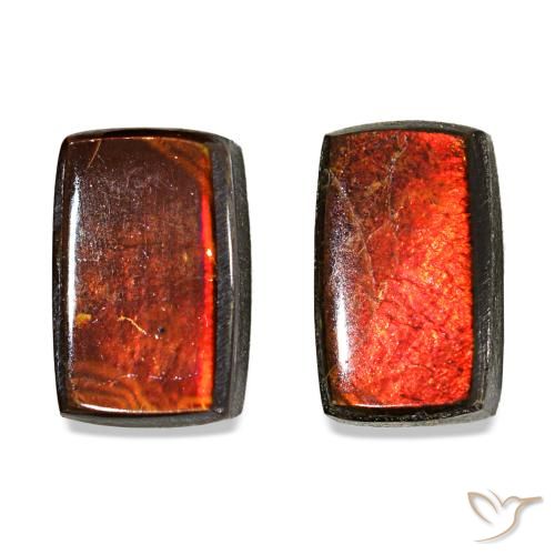 Gemas de ammolita multicolor natural de 3,16 ct, baguette, opaco