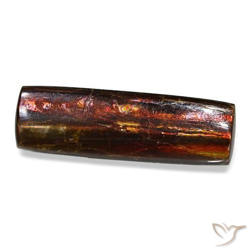 Ammolita multicolor natural de 4,55 ct, baguette, opaco
