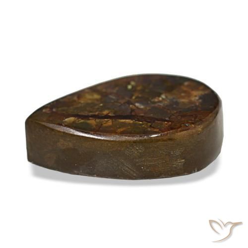 Ammolita multicolor natural de 6,06 ct, en forma de pera, opaco