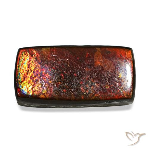 Ammolita multicolor natural de 5,53 ct, baguette, opaco