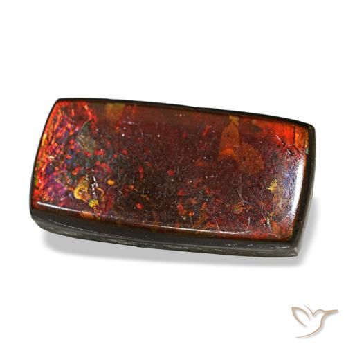Ammolita multicolor natural de 5,53 ct, baguette, opaco