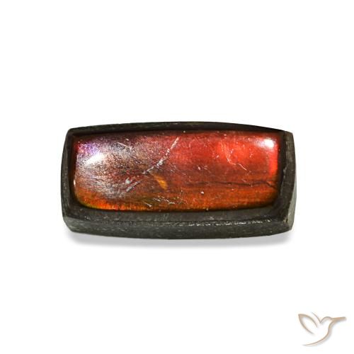 Ammolita multicolor de 1,65 ct, baguette, opaco