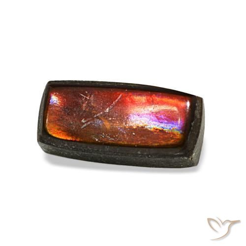 Ammolita multicolor natural de 1,65 ct, baguette, opaco