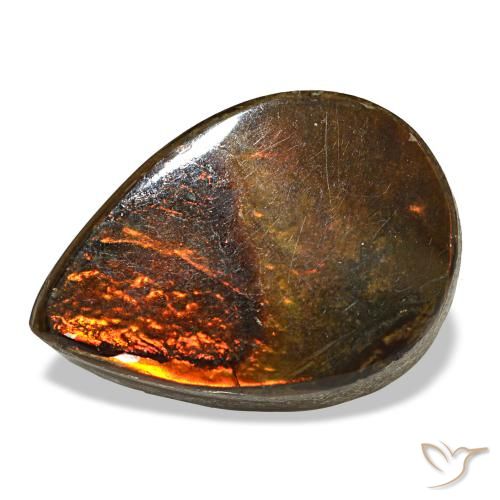 Ammolita multicolor de 5,02 ct, en forma de pera, opaco