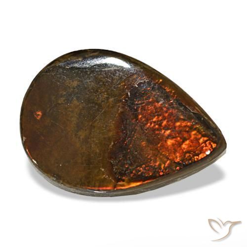 Ammolita multicolor natural de 5,02 ct, en forma de pera, opaco