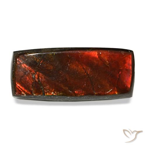 Ammolita multicolor de 3,83 ct, baguette, opaco