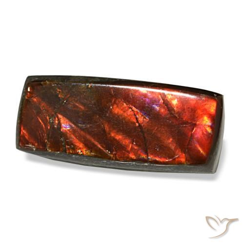 Ammolita multicolor natural de 3,83 ct, baguette, opaco