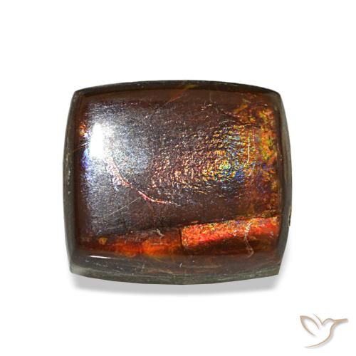 Ammolita multicolor natural de 2,43 ct, baguette, opaco