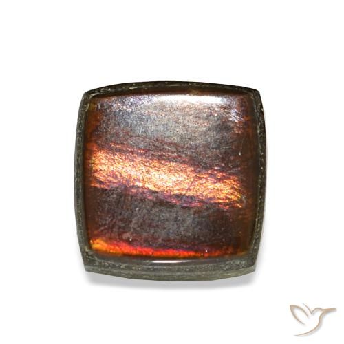 Ammolita multicolor natural de 1,52 ct, cuadrado, opaco