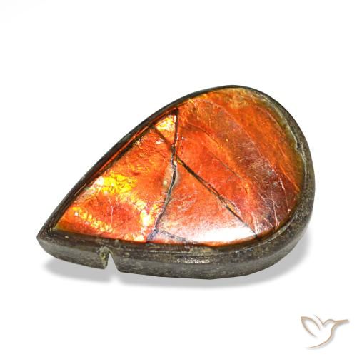 Ammolita multicolor natural de 1,81 ct, en forma de pera, opaco