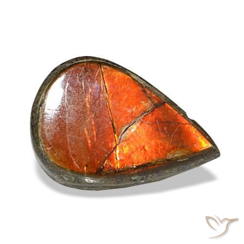 Ammolita multicolor natural de 1,81 ct, en forma de pera, opaco