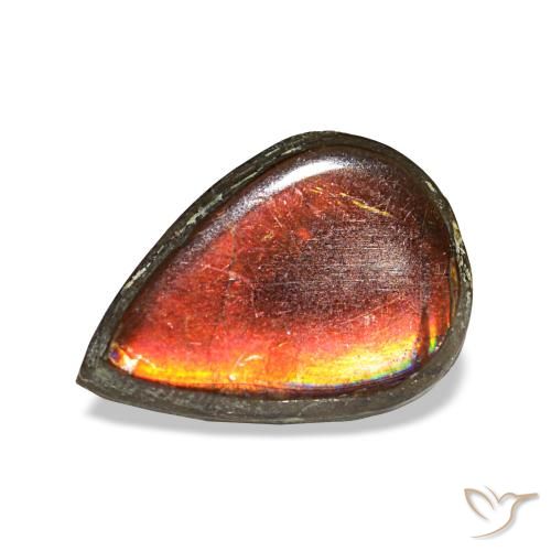 Ammolita multicolor natural de 1,23 ct, en forma de pera, opaco