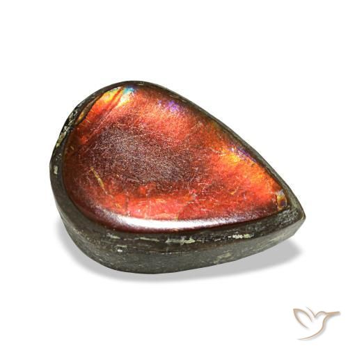 Ammolita multicolor natural de 1,23 ct, en forma de pera, opaco