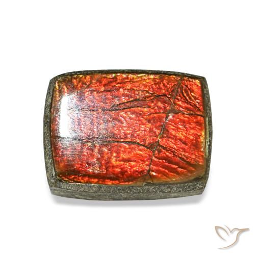 Ammolita multicolor natural de 1,23 ct, baguette, opaco