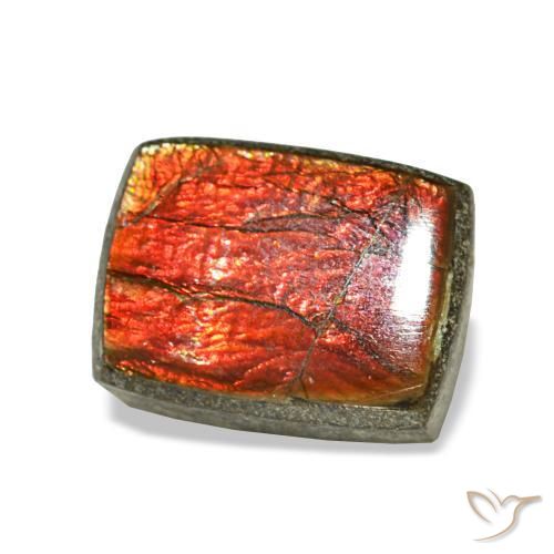 Ammolita multicolor natural de 1,23 ct, baguette, opaco