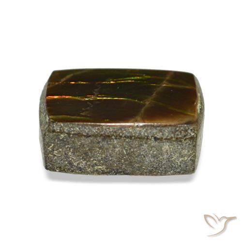 Ammolita multicolor natural de 1,23 ct, baguette, opaco