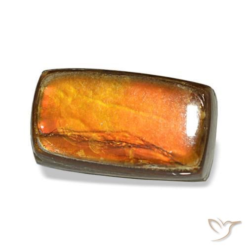 Ammolita multicolor natural de 1,87 ct, baguette, opaco