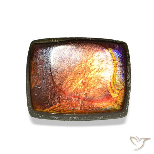 Ammolita multicolor de 1,79 ct, baguette, opaco
