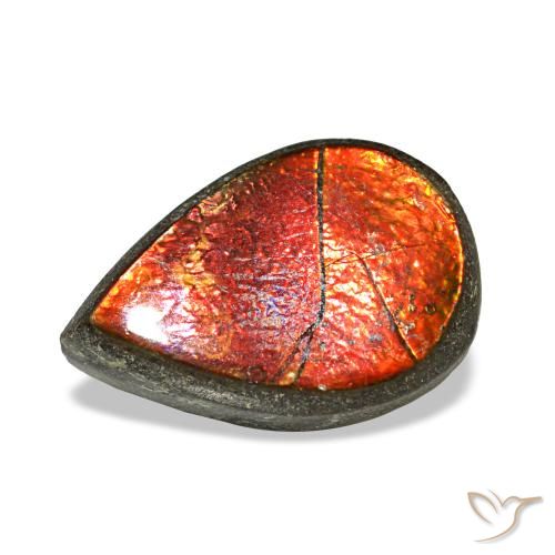 Ammolita multicolor natural de 1,42 ct, en forma de pera, opaco