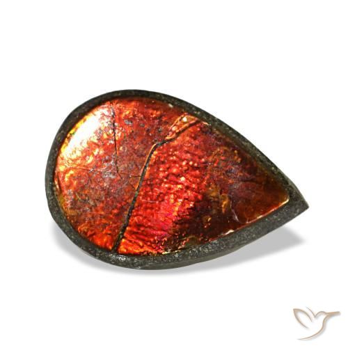 Ammolita multicolor natural de 1,42 ct, en forma de pera, opaco