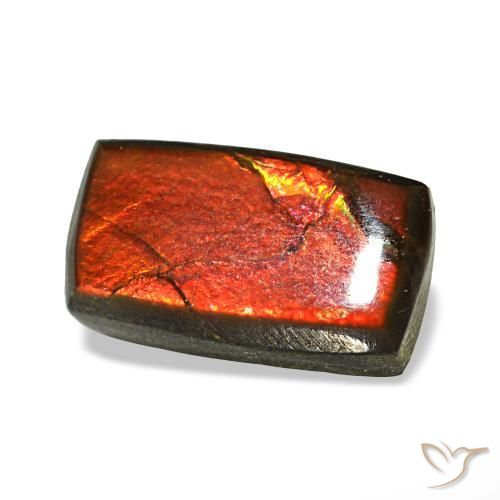 Ammolita multicolor natural de 1,33 ct, baguette, opaco