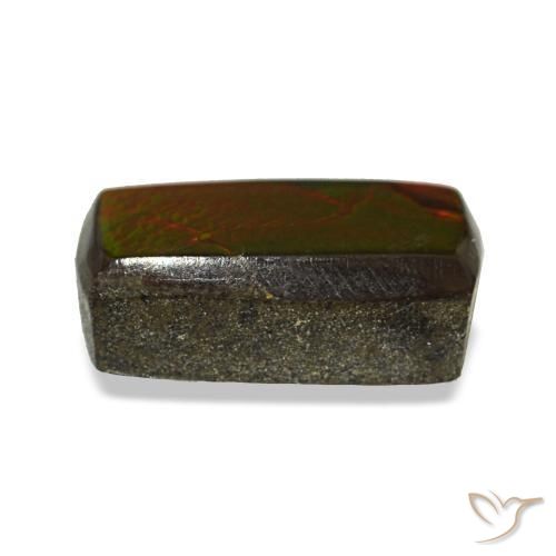 Ammolita multicolor natural de 1,33 ct, baguette, opaco