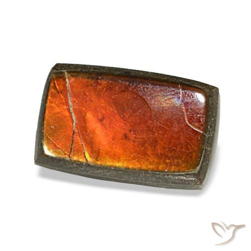 Ammolita multicolor natural de 1,68 ct, baguette, opaco