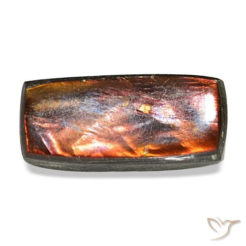 Ammolita multicolor natural de 2,51 ct, baguette, opaco