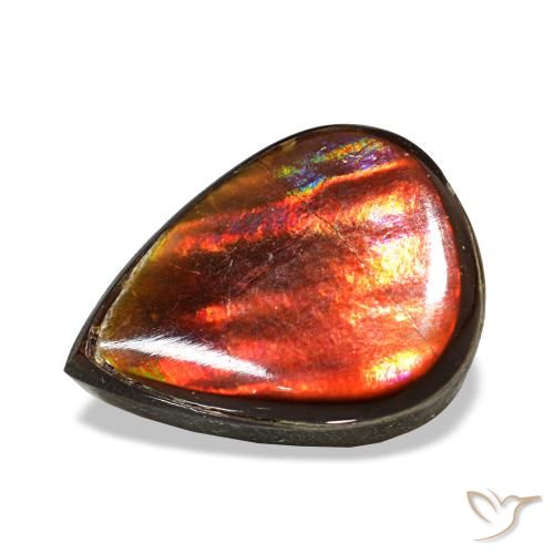 Ammolita multicolor natural de 3,35 ct, en forma de pera, opaco
