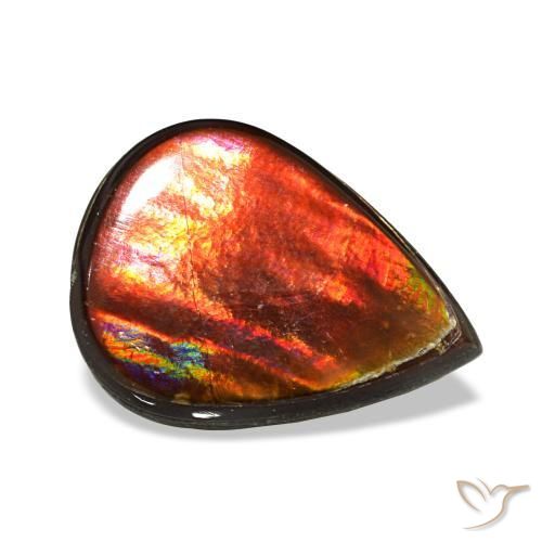 Ammolita multicolor natural de 3,35 ct, en forma de pera, opaco