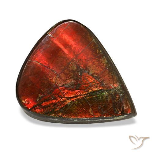 Ammolita multicolor natural de 8,58 ct, en forma de pera, opaco