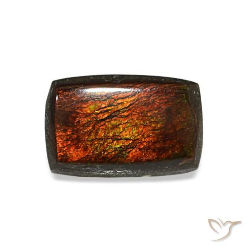 Ammolita multicolor de 1,43 ct, baguette, opaco