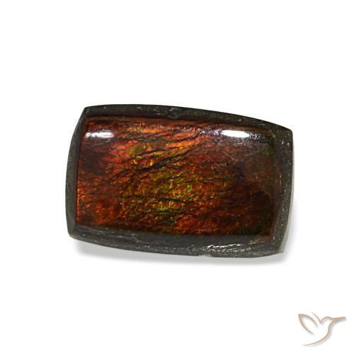 Ammolita multicolor natural de 1,43 ct, baguette, opaco