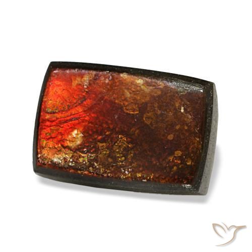 Ammolita multicolor natural de 2,96 ct, baguette, opaco