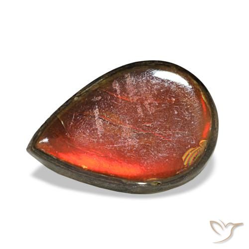 Ammolita multicolor natural de 2,36 ct, en forma de pera, opaco