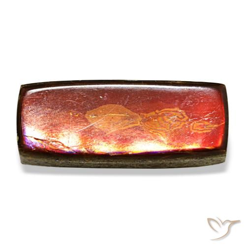 Ammolita multicolor de 6,88 ct, baguette, opaco