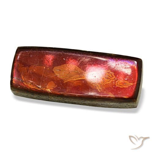 Ammolita multicolor natural de 6,88 ct, baguette, opaco