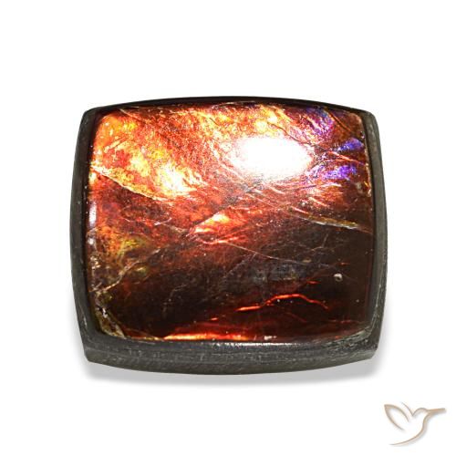 Ammolita multicolor natural de 3,16 ct, baguette, opaco