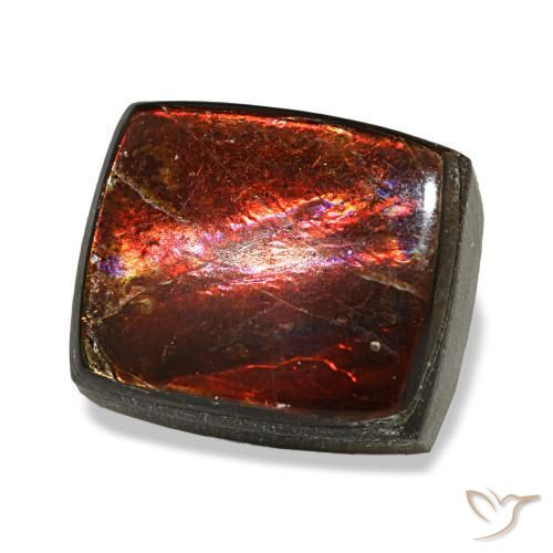 Ammolita multicolor natural de 3,16 ct, baguette, opaco