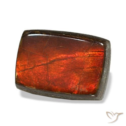 Ammolita multicolor natural de 2,74 ct, baguette, opaco