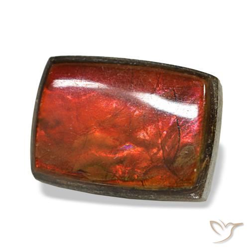 Ammolita multicolor natural de 2,58 ct, baguette, opaco