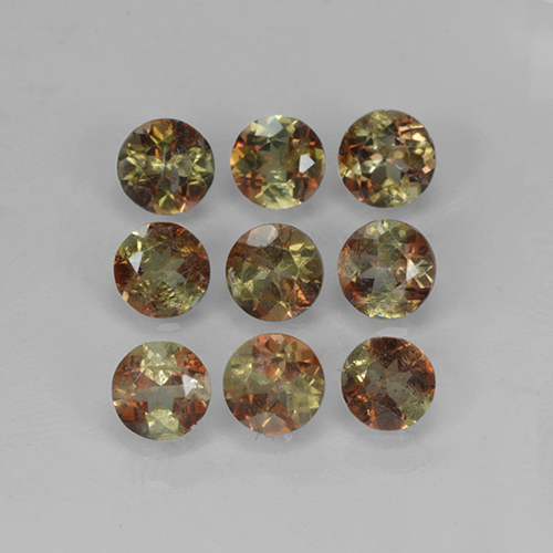 Gemas de andalucita Multicolor natural de 2.32 ct, Corte Redondo, VS-SI