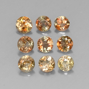 Gemas de andalucita naranja natural de  ct, corte redondo, VS