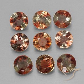 Gemas de andalucita Multicolor natural de 1.60 ct, Corte Redondo, VS